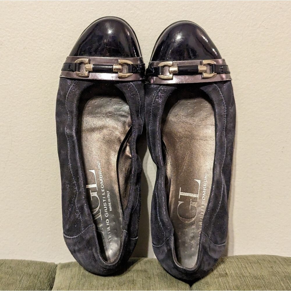 AGL Attilio Giusti Leombruni Monika Navy Leather Suede Ballet Flats Horsebit 8